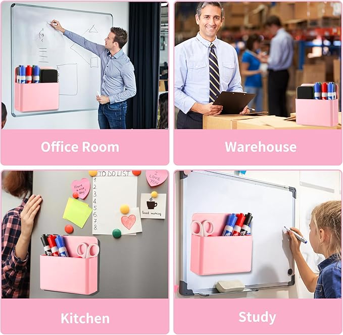 Camelmother 2Magnetic Marker Holder For Whiteboard Dry Erase Marker Holder For Office Refrigerator Fridge Classroom Must (Pink)