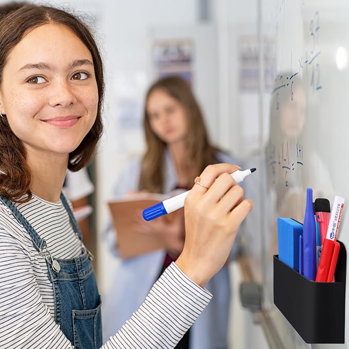 Colarr 20 Pack Magnetic Dry Erase Marker Holder Bulk Whiteboard Magnetic Marker Holder Pen Pencil Organizer for Back to School Office Supplies Teacher Classroom Must Refrigerator Locker(Black)