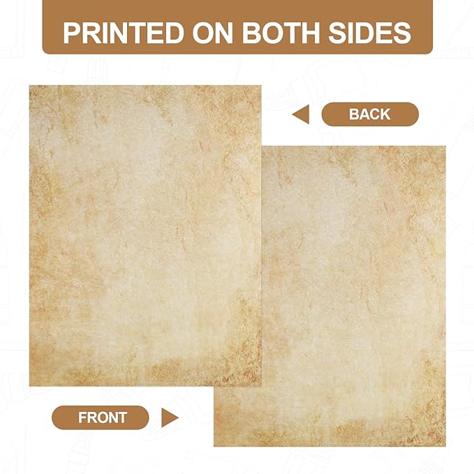 Joyberg 70PCS Vintage Paper 8.5 x 11 in Parchment paper for Writing Letter writing Paper, Decorative Printer Paper for Invitation, Letter, Resume, Award, Diploma, Art, Craft, Certificate Antique