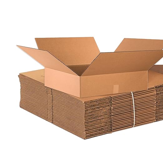 BOX USA 24" L x 24" W x 6" H 10-Pack - Flat Corrugated Boxes for Shipping, Packaging, Moving, Storage for Home Business, Strong Wholesale Bulk Boxes