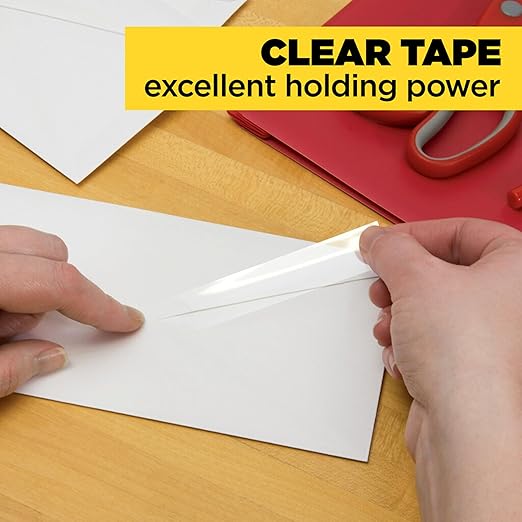 Scotch Brand Transparent Tape, Clear Tape Engineered for Office and Home Use, 3/4 x 2592 Inches, 3 Inch Core, 2 Rolls