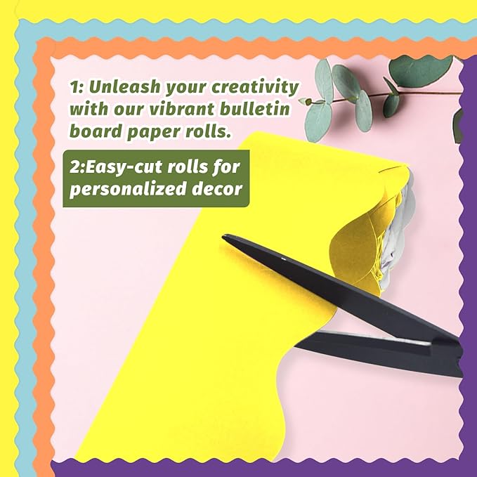 8 Rolls 262.4 Ft Bright Bulletin Board Borders Set - Decorations for Office, School Classroom Decor, Teachers & Home DIY - Posters & Birthday Parties - Board Trim （Vivacity Color）