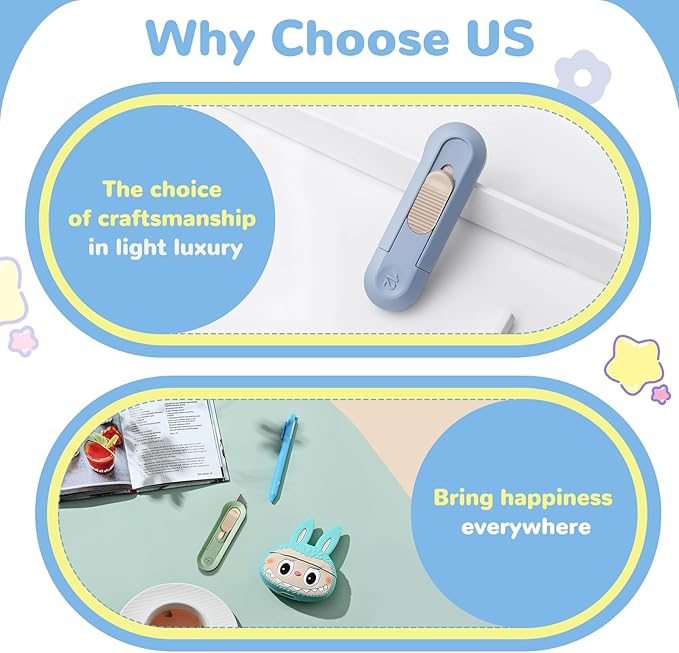 20 PSC Box Cutter,Retractable Box Opener, Package Opener, Easy Slide Retractable Cute Utility Knife For Opening Daily Express Boxes, Envelopes, Packages, Paper tapes and more