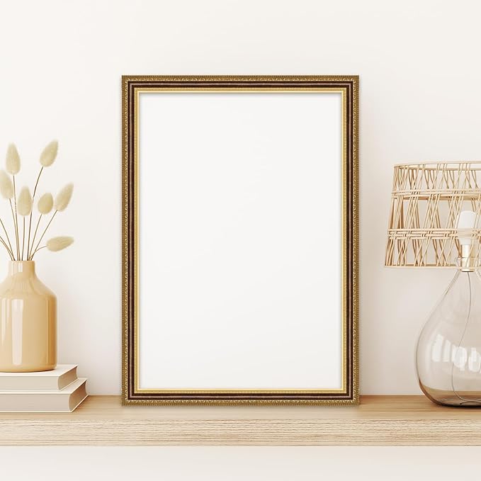 Outus 68FT Gold Frame Bulletin Board Border Die-Cut Straight Border Trim for Classroom Chalkboard, Picture Frames, Artworks, Walls, Mirrors & Office Decor, Classic Metallic Frame Molding(Nostalgic)