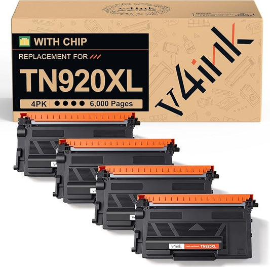 TN920XL 920XL Toner Compatible for Brother Printer HL-L6210DW Black 4 Pack | for Printer HL-L6210DW MFC-L5915DW HL-L5210DW MFC-L5710DW HL-L5210DN L5210DWT L6310DW L6210DWT MFC-L6810DW, Yield 6000 Pages