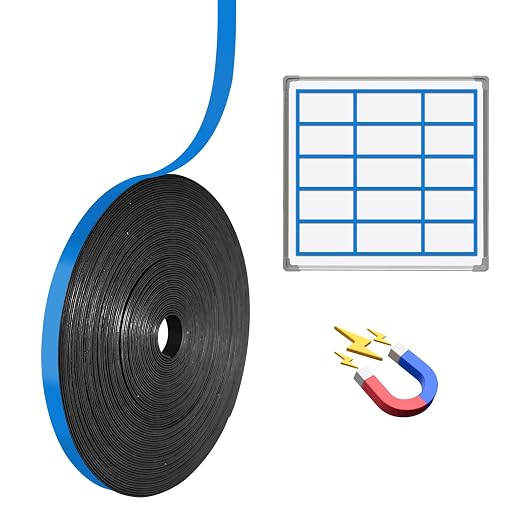 CHUNNIAO Blue Magnetic Whiteboard Tape for Classroom&Office,Fine Lines - 1/5 in x 40 yd x 24 mil,High Energy Thin Magnet Strips,120 Ft Suit for Large White Board