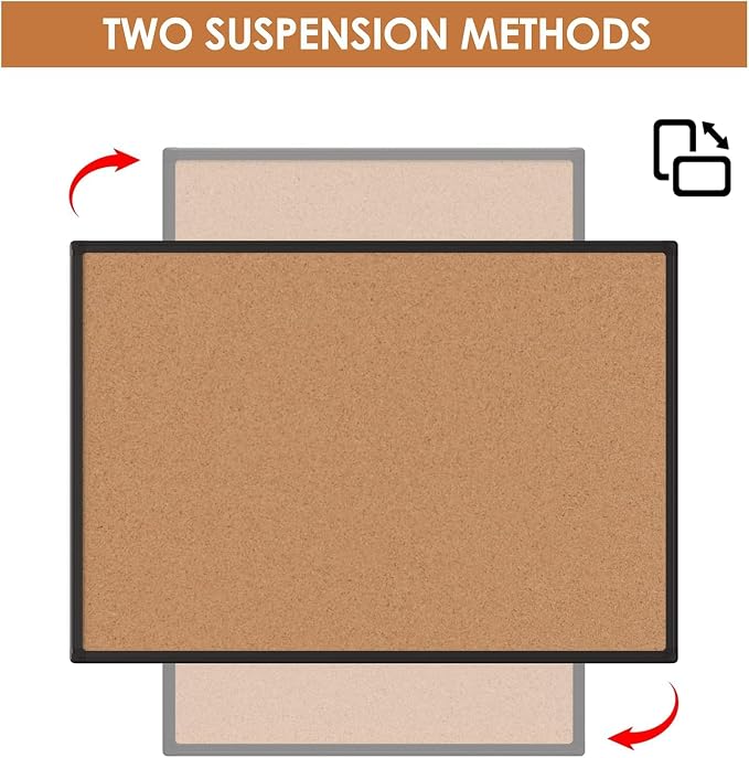 2-Pack Cork Board Bulletin Board 24 x 18, Black Aluminium Framed Corkboard, Office Board for Wall Cork, Large Wall Mounted Notice Pin Board with 32 Push Pins for School, Home & Office