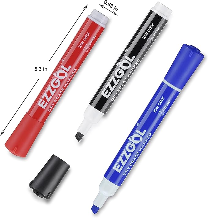 Dry Erase Markers Bulk, 72 Pack Basic Multi-color Red Blue Black Green Low Odor Whiteboard Markers, Chisel Tip Dry Erase Markers for Writing on Dry Erase Whiteboard for School, Office, Home
