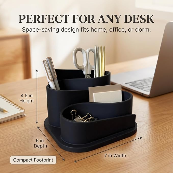 OAKOA Black Modern Desk Organizer - Minimalist Desk Accessories Pen Holder | Pencil Holder for Desk - Minimalist Desk Accessories & Workspace Organizers - Desk Pen Organizer - Modern Office Decor