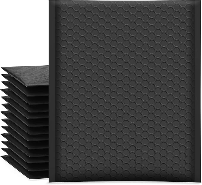 UCGOU Bubble Mailers 7.25x12 Inch Black 25 Pack Usable Size 7.25x11 Padded Envelopes Small Business Opaque Packaging Self Seal Waterproof Boutique Bulk Shipping Bags for Jewelry Makeup Supplies #1