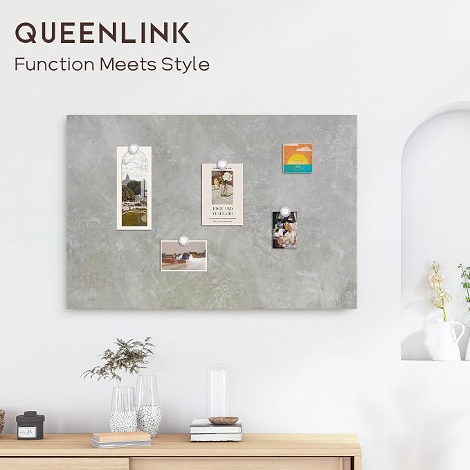 Decorative Magnetic Board for Wall, 28''x20'' Dry Erase Board, Concrete | Magnet Board, Display Board, Wall Mounted, for Home, Office, Kitchen, 2 Markers, 6 Magnets