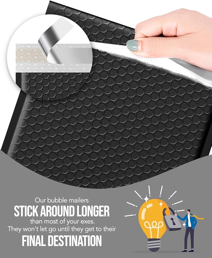 GSSUSA Black Bubble Mailers 8.5x12 Padded Envelopes 40 Pack Self-Seal Packaging Bags, Small Business Supplies, Bubble Envelopes, Mailing Bags, Packaging for Small Business, Black Bubble Mailer
