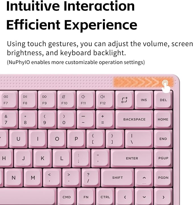 nuphy Node75 Hot-swap Wireless Mechanical Keyboard Pink-Brown Nano Switch | 84 Keys 75% Low Profile Keyboard,For Mac / Windows, Supports Touch Gestures, For Bluetooth, 2.4GHz, USB-C, RGB Backlit