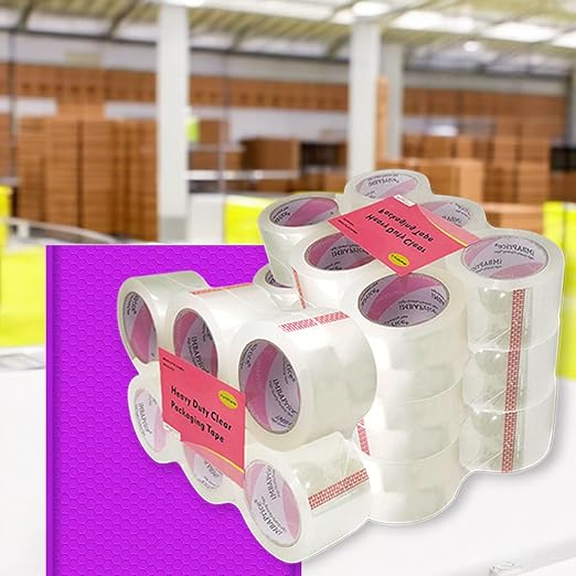 iMBAPrice 3 Inch Clear Packing Tape, 24 Rolls x 110 Yards Long Bulk Pack | Extra Wide, Heavy Duty, Strong Adhesive, For Moving, Mailing & Office Use