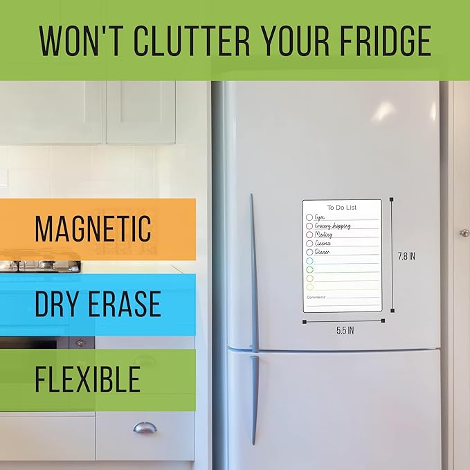 Dry Erase Small Magnetic to Do List White Board for Fridge A5 - Lined Dry Erase Todo List for Refrigerator - Daily Magnetic Planner - Mini Whiteboard Checklist - Magnet Task List White Board