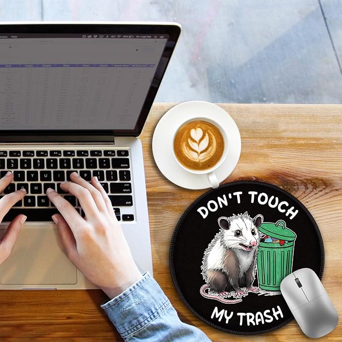 Funny Work Mouse Pad, Small Round Mousepad for Desk, Laptop | Mini Travel Wireless Mice Pad for Computer, Office Accessories, Coworker Gifts, 8.6 x 8.6 inch