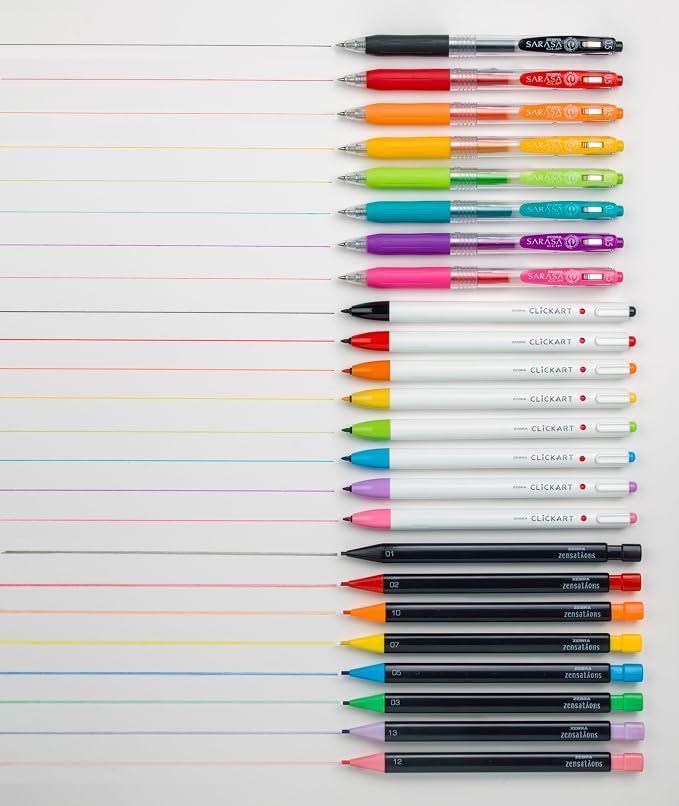 Zebra Pen Creative Set, Zensations, CLiCKART & SARASA Clip, Assorted, 24-Pk | Includes 8 Colored Pencils, 8 CLiCKART Markers and 8 SARASA Clip Retractable Gel Pens, Ideal for Bullet Journaling (76124)