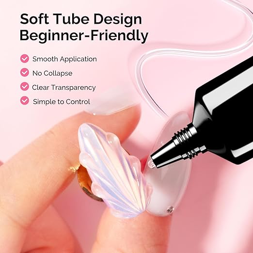 MelodySusie 3D Gel Nail Art, Clear Sculpting Gel No Wipe Nail Art Gel for Molding, Painting, Chrome Powder & Rhinestone Glue, UV/LED Cured 3D Nail Design 15g