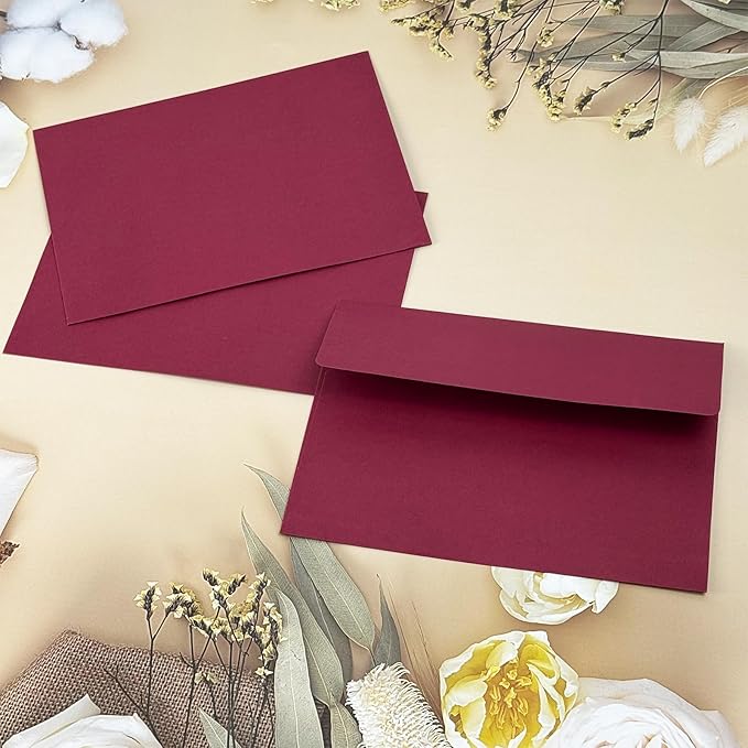 5x7 Envelopes For Invitation A7 Envelope white,50 pack 5x7 card Envelopes Self Seal,for weddings, greeting cards,baby shower,photos,birthday (50, Red, A7)