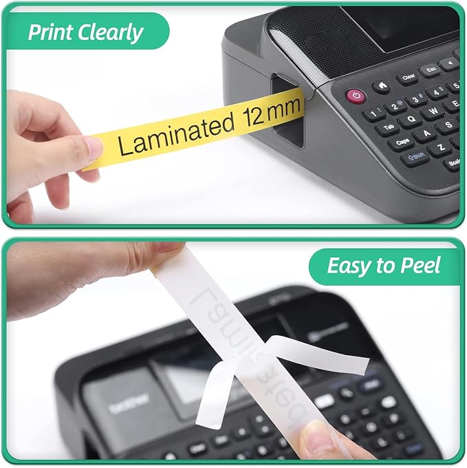 Colorty Replace for Brother P-Touch Label Tape Yellow TZe-631 TZ Tape 12mm | 0.47" Laminated Black on Yellow Tape for Ptouch Label Maker PT-D210 D200 H110 D400, 1/2 Inch x 26.2 feet, 4 Pack