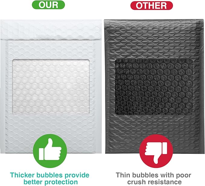 Metronic Bubble Mailer 6x10 Inch 25 Pack Usable Size 6x9" Self-Seal Padded Envelopes Cushioning Bubble Mailers for Christmas Gifts Packaging, Shipping, Mailing for Business, White Bulk #0