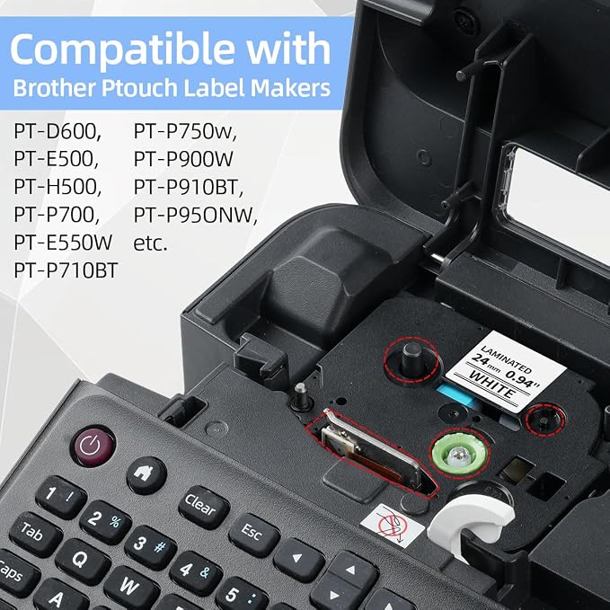 Labelife TZe Label Tape 24mm .94 Compatible with Brother P Touch 1 Inch | TZ Tape 24mm 0.94 Laminated TZe-251 451 551 651 751 for Ptouch PT-D600 D610BT PT-P710BT P750W P910BT, 5-Pack Multi-Color