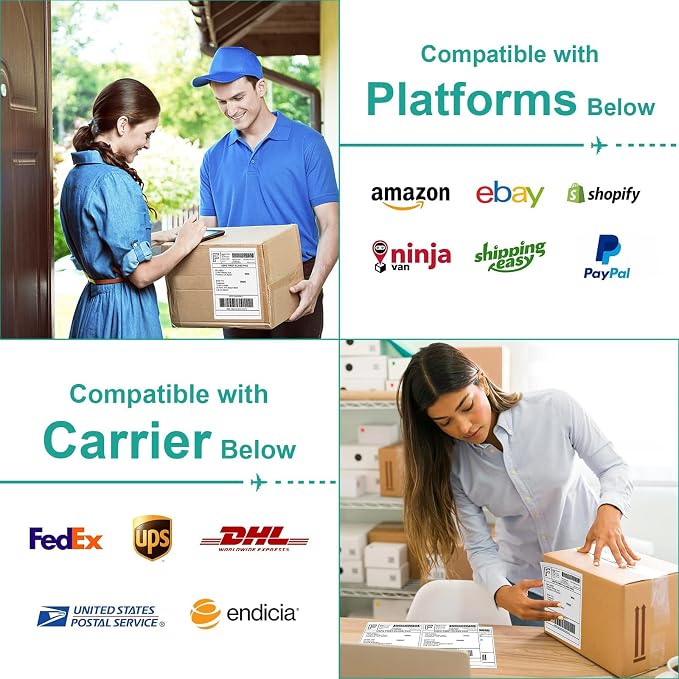 MFLABEL Half Sheet Shipping Labels 2-UP (200 Labels, 8.5"x5.5") - Round Corner Laser/Inkjet Labels for FedEx, UPS, Amazon FBA Strong Adhesion Corrugated Box Labels