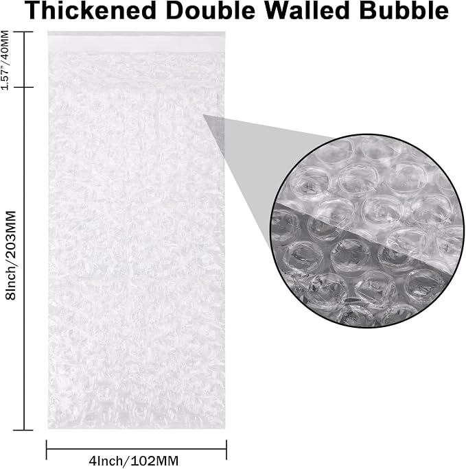 70Pack Self-Seal Bubble Out Bag Pouches 4 x 8 Inch Small Bubble Pouches Bags, Double Walled Bubble Cushioning Bags, Self-Sealing Protective Wrap Cushioning Bags for Shipping, Packing, Moving