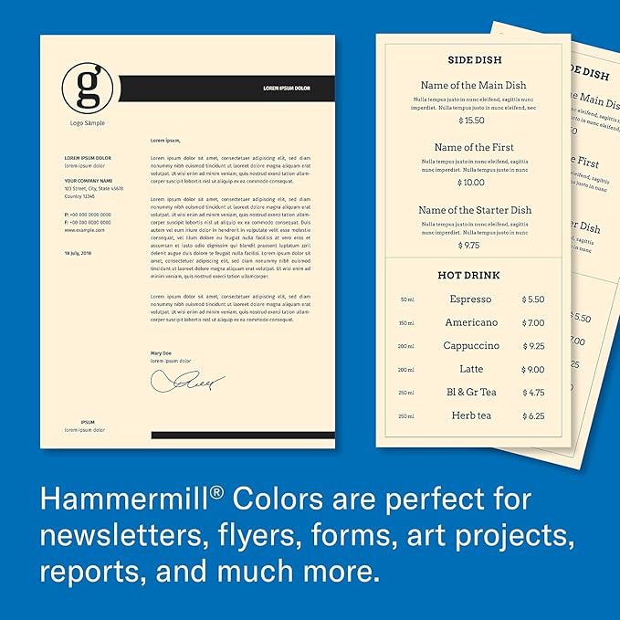Hammermill Colored Paper, 24 lb Ivory Printer Paper, 8.5 x 11 - Made in the USA, Pastel Paper, 104406R - 1 Ream (500 Sheets)
