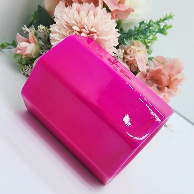Pen Holder, Makeup Brush Holder Ceramic Shiny Gold Spring Floral Pattern Pencil Cup for Girls Kids Women Durable Stand Desk Organizer Storage Gift for Office, Classroom, Home (Hot Pink)