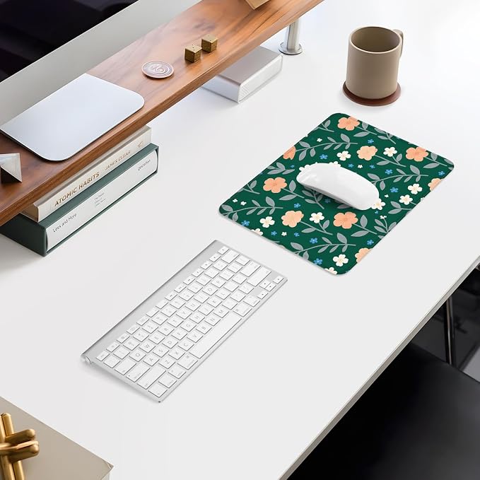 ITNRSIIET Mouse Pad Non-Slip Rubber Base Smooth Surface Stitched Edges Waterproof Durable Compatible with All Mice for Office & Gaming, Desk Accessory, 10.2x8.3x0.12 inch, VintageBloom