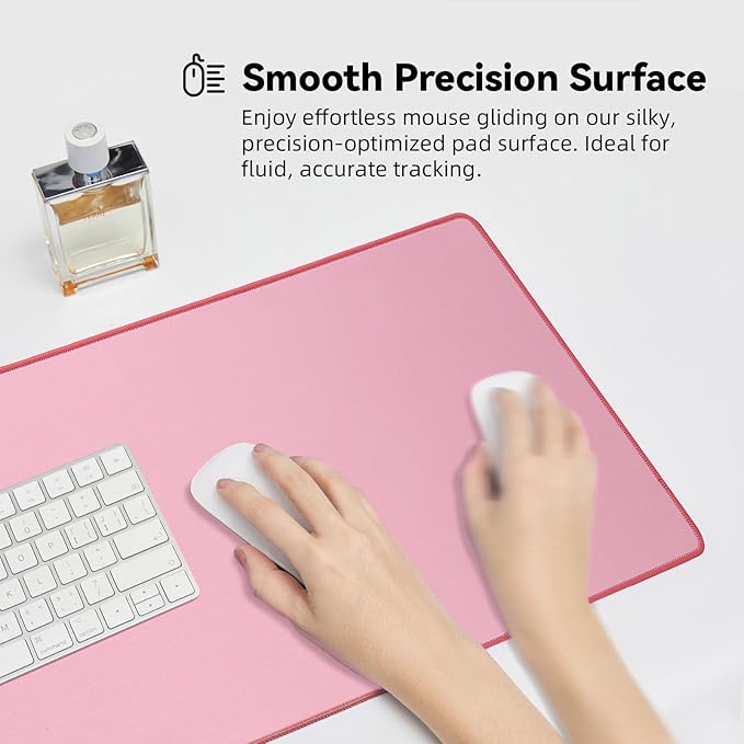 Waterproof Large Gaming Mouse Pad with Durable Stitched Edges, Non-Slip Rubber Base, Grainy Jacquard Mouse Mat Desk Pad for Home Office Gaming, 27.6"x11.8"x0.12", Pink