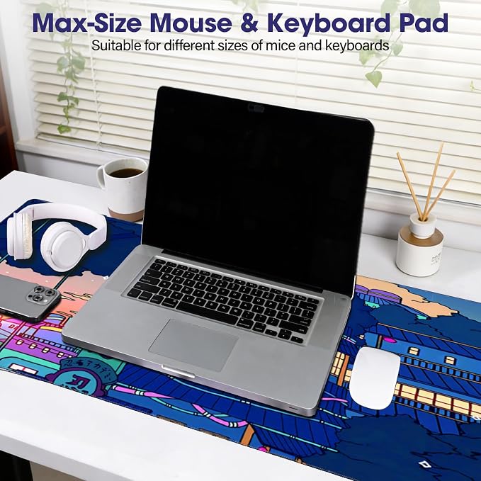 Professional Extended Gaming Mouse Pad - 31.5" x 15.7" Large Desk Mat with Stitched Edges, Waterproof Coating Non-Slip Rubber Base for Gamers Esports Pros Office Home, Ninja