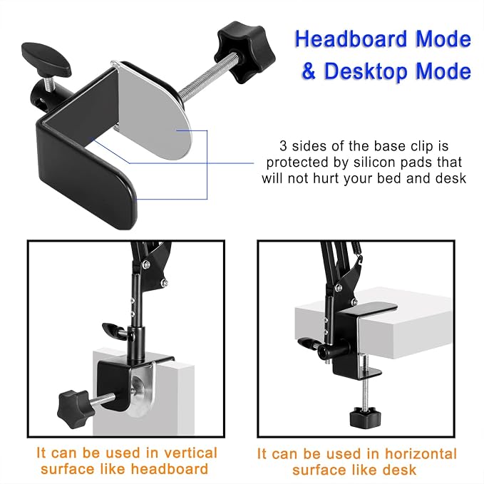 Tablet Stand Phone Holder for Bed,iPad Holder for Desk, Headboard,Bedside,Table, Compatible with iPhone iPad Kindle or Other 4.5-13" Screen Device