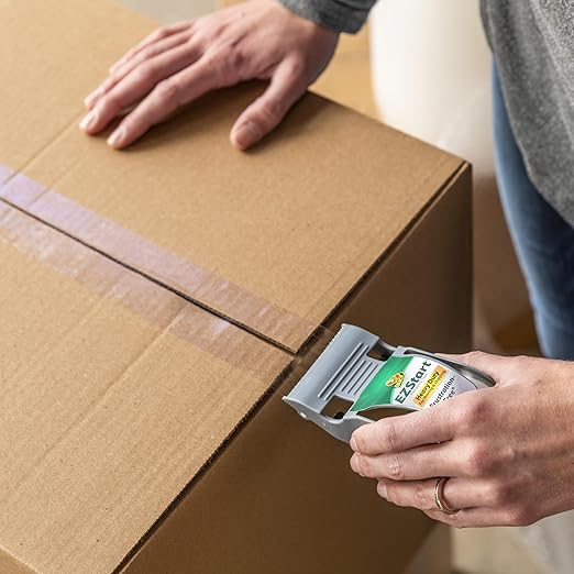 Duck EZ Start Clear Packing Tape with One-Handed Dispenser - Quiet Easy Start Packaging Tape for Boxes, Shipping, Moving & Storage - 1.88 Inch x 55 Yards (1259457)
