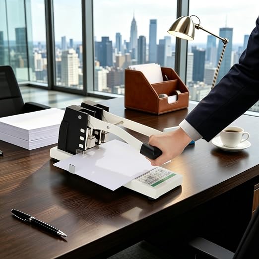 Upgraded Heavy-Duty 2-Hole Punch, One-Click Replaceable Blades | All-Metal Stable Frame, Ideal for High-Demand Office & School Use