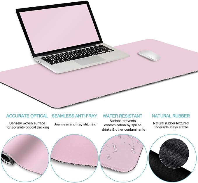 LIMKRIAN Pink Desk Mat Set, Mouse Pad with Wrist Rest & Keyboard Support | XXL Desk Pad, Ergonomic Gel Wrist Rest Mousepad, Memory Foam Keyboard Support, Coaster, Home Office Gaming Desk Accessories