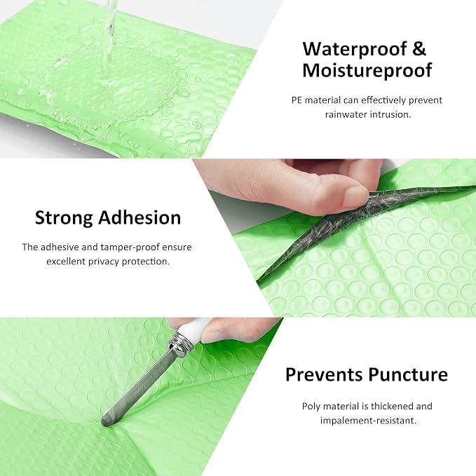 Famagic Bubble Mailers 6x10 Inch 50pc Mint Green Shipping Bags, Chic Packaging Bags For Small Business, Colored Padded Mailing Envelopes, Opaque Matte Self Seal Bubble Poly Mailers Bulk #0