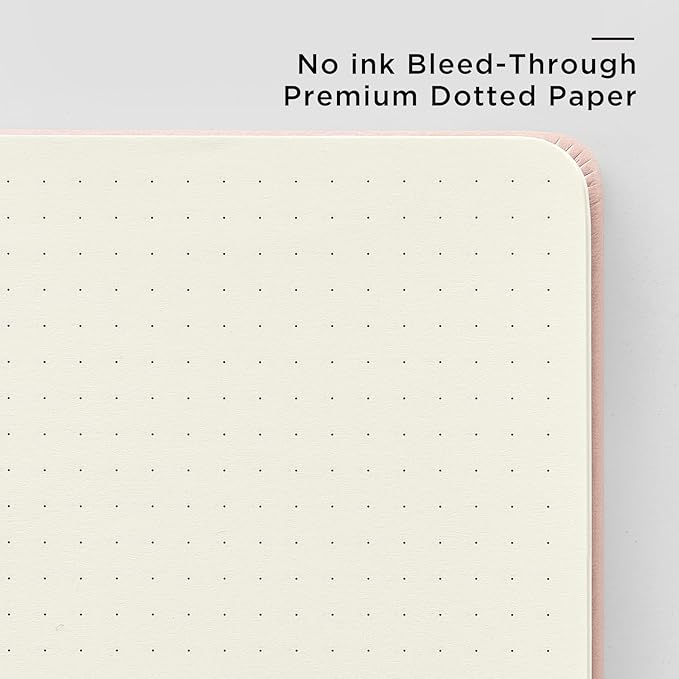 &And Per Se Dotted Journal Notebook, A5 Hardcover Leather Dotted Journal, 160 Pages 100gsm Thick Dot Grid Paper, 3 Sheets of Stickers Included - 5.7'' x 8'' (Violet)