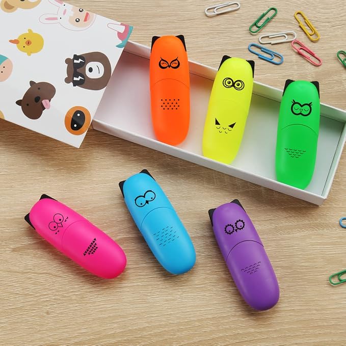enlegend 12 pieces Cute Animal Design Vet Tech Week Gifts Mini Highlighter Pen Assorted Colors Chisel Tip Gift Highlighter Marker - stocking stuffers for kid - kawaii stuffs