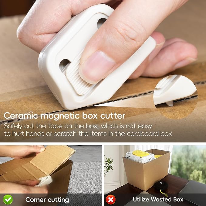 Box Cutter | Cut Corners Like Pro | Safe Ceramic Box Cutter Lasting 12x Longer than Metal | Box Opener | 1 Pack Light Gray