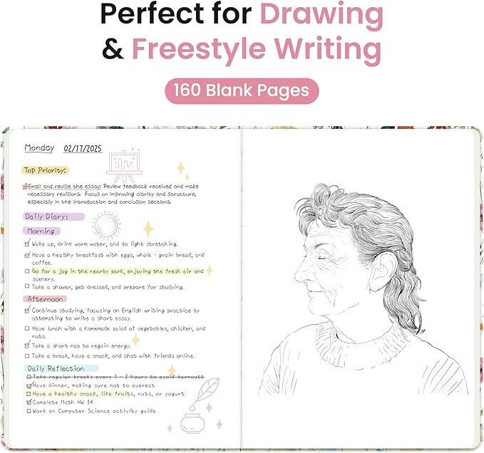 Taja Blank Journal Notebook for Women & Men, Hardcover Leather Journal for Writing, Sketch Book, A5 Plain Paper Notebook for Drawing & Sketching, Perfect for Office School Home Supplies, Garden
