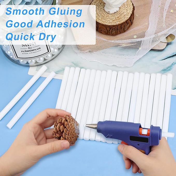 Manarty White Hot Glue Sticks, 48 PCS 0.27" Dia x 4" Long Mini Hot Melt Glue Sticks Colored, Adhesive EVA Glue Sticks for Sealing Repairing Stamp DIY Art Handmade Car Craft Decoration Office Project