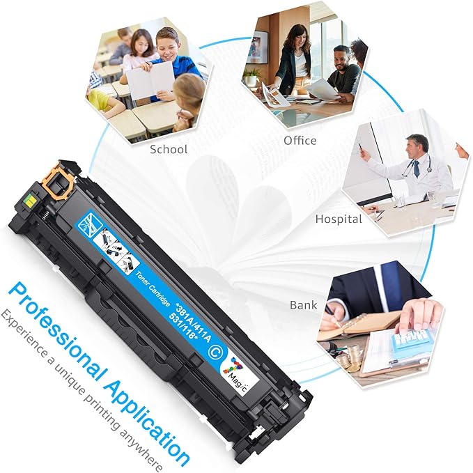 7Magic Compatible Toner Cartridge for 305A CE410X CE410A CE411A CE412A CE413A Use in LaserJet Pro 300 Color MFP M375nw, LaserJet Pro 400 Color M451dn M451nw M451dw MFP M475dw M475dn (KCYM, 4pk)