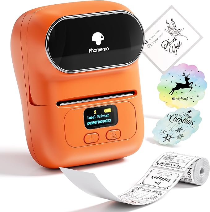 Phomemo Label Maker Machine, Portable Thermal Label Printer with Display | 2 Inch Bluetooth Label Maker Easy to Use for Small Business, Home, School, Organization, Office, APP with 6000+ Templates