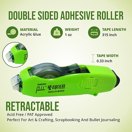 TAPE RUNNER - Double Sided Adhesive with Dispenser Roller Included - Permanent, Sticky, Transparent - Ideal for Scrapbooking, Crafts & More - Retractable (315 inches per Cartridge), 20 Cartridge