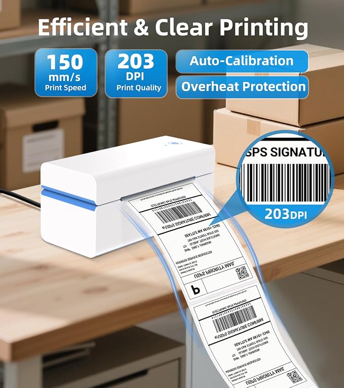 ORGSTA Bluetooth Thermal Shipping Label Printer, 4x6 Shipping Label Printer | Compatible with Android, iPhone, Windows & Mac, Widely Used for, Shopify, Etsy, USPS, Small Business, Shipping Package