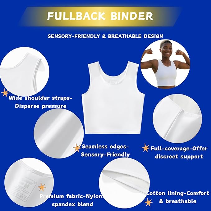 Wonababi Chest Binder for Transgender - Fullback Ultra Flat Compression Bra for FTM, Large Breasts