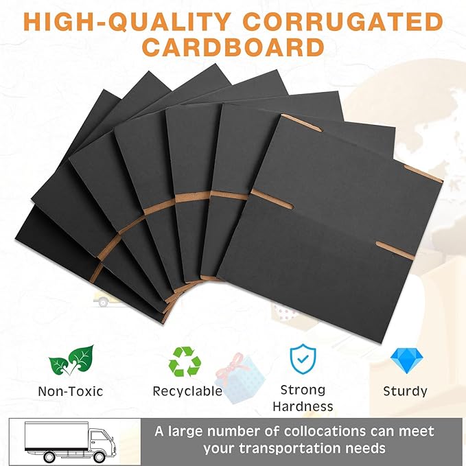 Yeaqee 72 Pcs Shipping Boxes Corrugated Cardboard Small Shipping Boxes for Packaging Mailing Packing Moving Small Business Storage Crafts Gifts(4x4x4 Inch,Black)