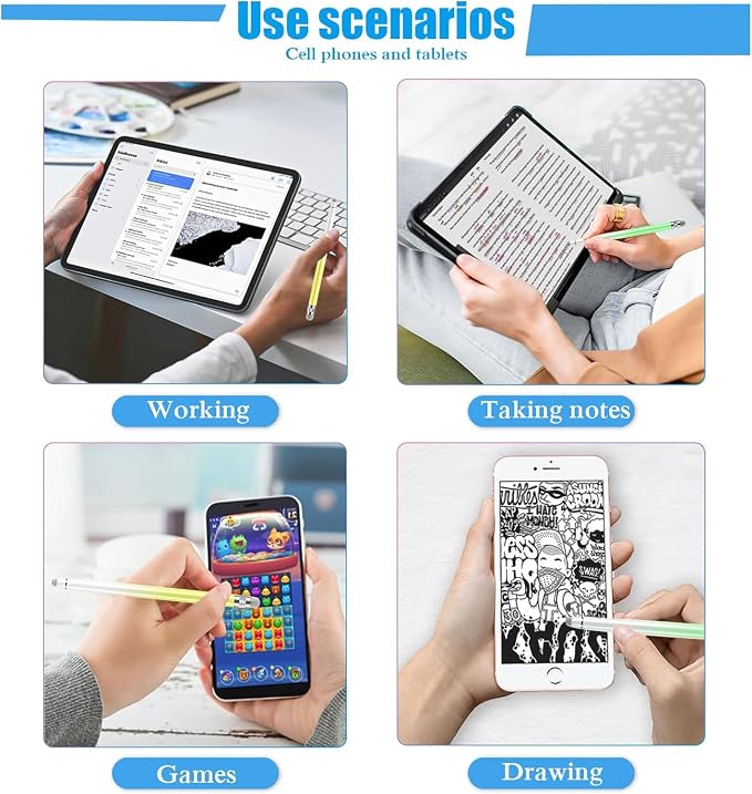 Bopomofo 5PCS Stylus Pen for Touchscreen,High Sensitivity & Precision | Metal Barrel,Fiber Tip,No Charging,Compatible with iPhone iPad Android Microsoft Surface Nintendo Switch Touch Screen